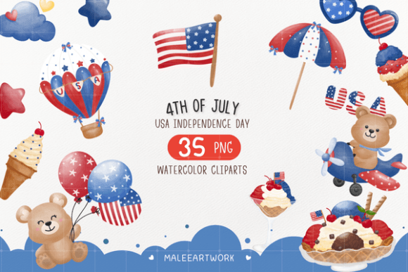4th of July Bear PNG: Festive Design Assets for Independence Day