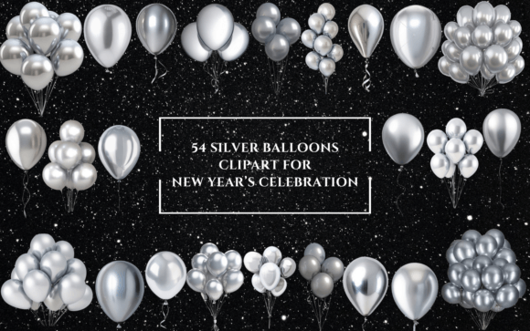 54 Silver Balloon Clipart for New Year: Elevate Your Designs