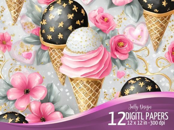 Black & Pink Ice Cream and Flower Design: A Creative Spark