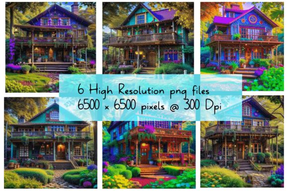 Bohemian Watercolor Houses Set of 6: Captivating Boho Art