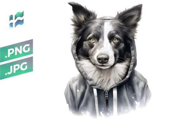 Border Collie PNG Watercolor Illustration: A Designer's Best Friend