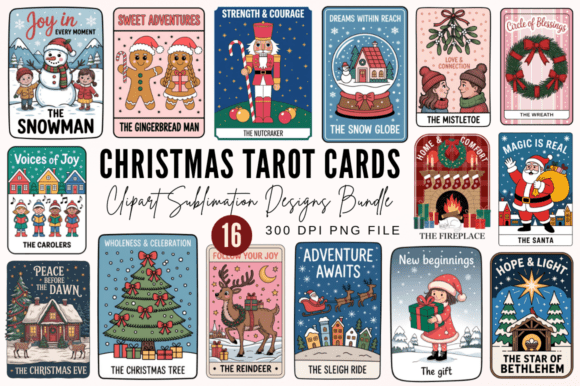 Christmas Tarot Cards Clipart PNG Design: A Mystic Bundle