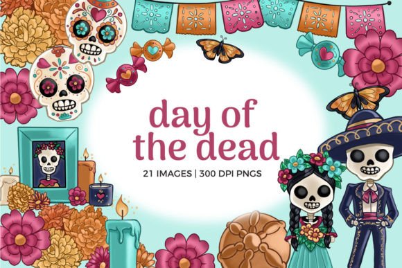 Day of the Dead Clipart: 21 Vibrant Design Elements