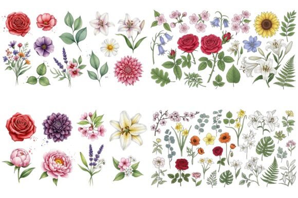 Elevate Your Designs with Watercolor Floral & Flamingo Clipart