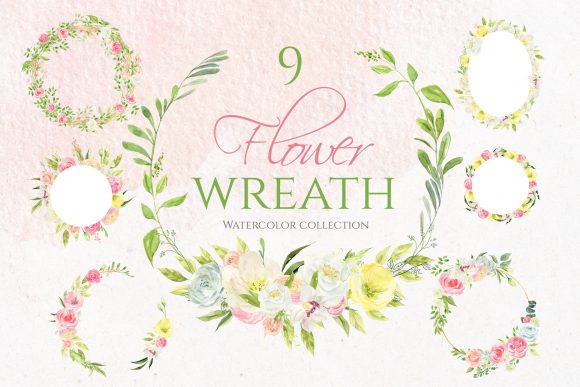 Embrace Spring: 9 Hand-Drawn Watercolor Wreaths