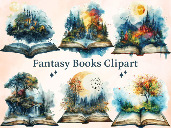 Enchanting Projects with Watercolor Fantasy Books Clipart