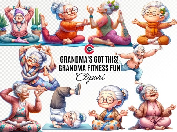 Grandma Fitness Fun: Clipart That Celebrates Active Grandmas