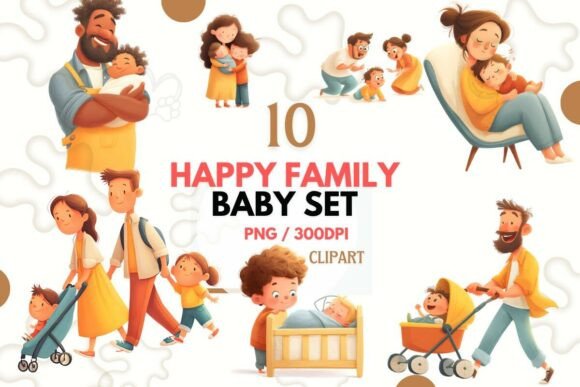 Happy Family Baby Clipart Set PNG: Elevate Your Creative Projects
