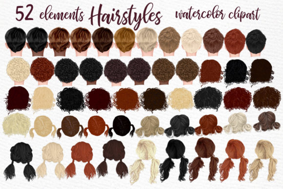 Kids Hairstyles Clipart: Watercolor Designs for Every Project