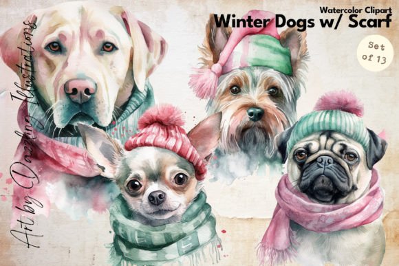 Warmth and Whimsy: Using Watercolor Winter Dogs in Your Designs
