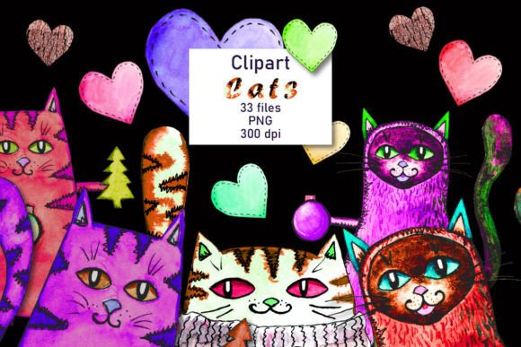 Watercolor Cats Clipart, PNG, Digital: A Designer's Playful Toolkit