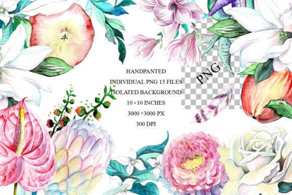 Watercolor Magic Flowers Clipart: Your Go-To Design Asset