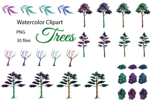 Watercolor Trees Clipart for Sublimation & Creative Design