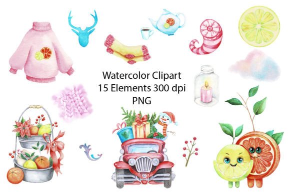 Watercolor Winter Clipart: Download PNG Files for Design